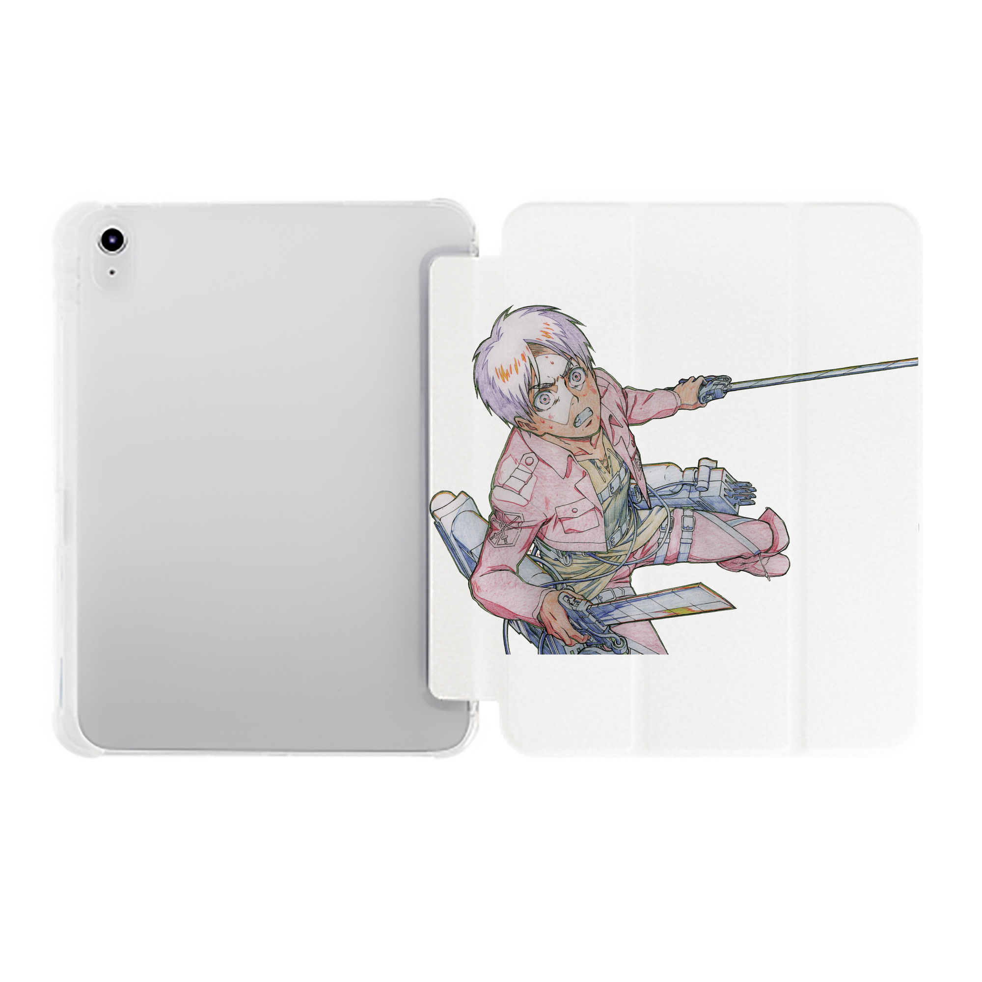 （画像用） 進撃の巨人 エレン･イェーガー Attack on Titan Eren Jäger IPad ケース ペン収納付き 三つ折りスタンド PUレザー×シリコン 対応機種9.5/10.5/10.9インチ
